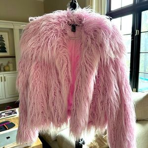 FOREVER 21 pink fur coat jacket S small
